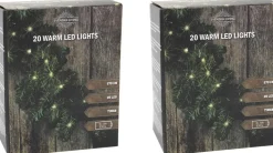 Merkloos Guirlandes>Set Van 2X Stuks Kerst Dennenslinger/Dennenguirlande Groen Met Verlichting 270 Cm - Kerstverlichting - Guirlandes Kerstversiering