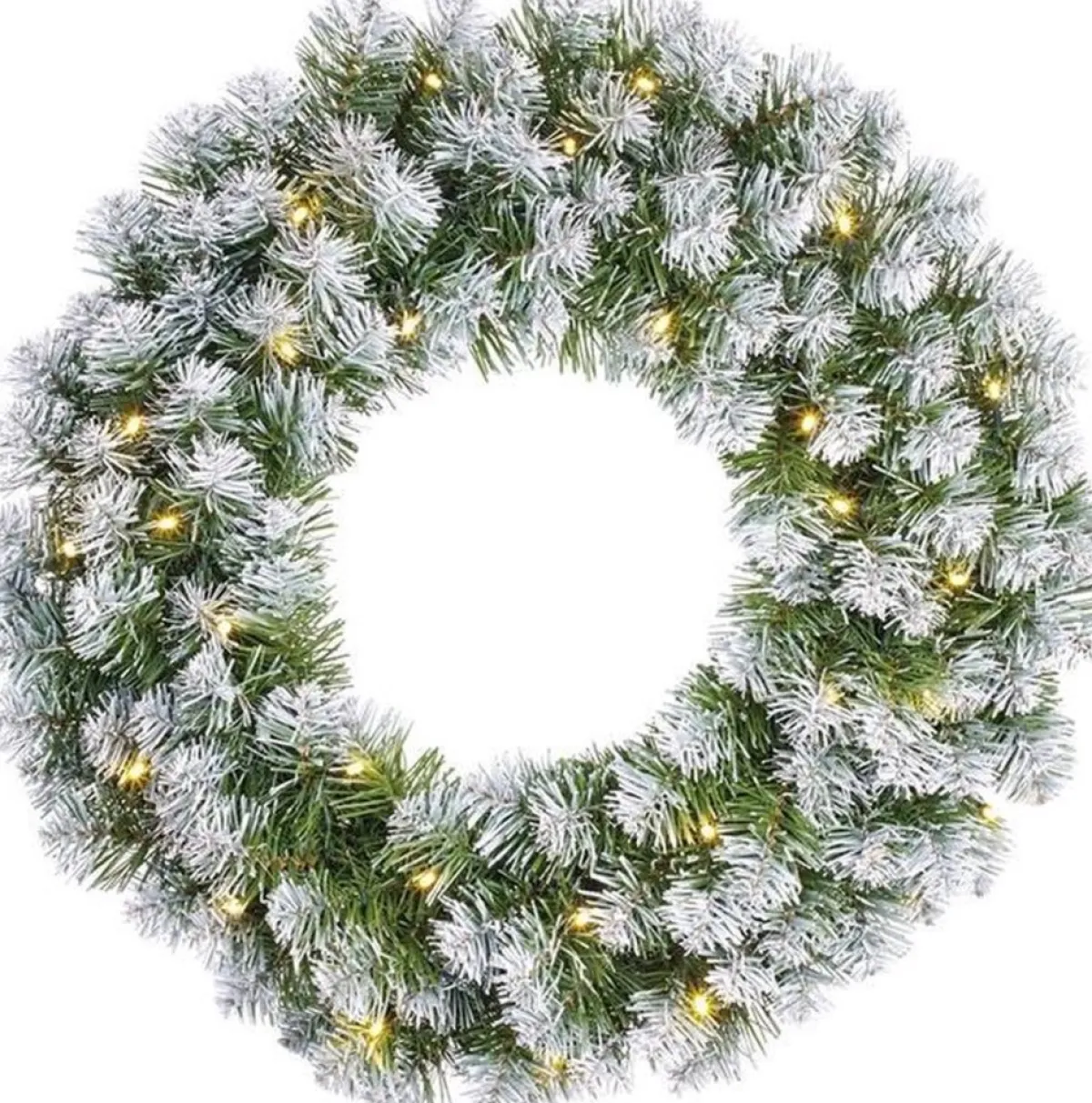 Mica Decorations Kerstkransen>Set Van 2X Stuks Kerstkransen/Deurkransen Groen Met Verlichting 30 Leds En Sneeuw 60 Cm - Deurkransen/Voordeur Kransen