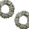 Decoris Kerstkransen>Set Van 2X Stuks Kerstkransen/Dennenkransen Groen Met Sneeuw En Warm Witte Verlichting Met Timer 35 Cm - Dennenkransen