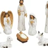 Advent Kerststallen>Set Van 10X Stuks Kerststal Beelden/Kerstbeelden Wit Met Goud 5-21 Cm