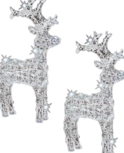 Lumineo Set Van 2X Stuks Kerstverlichting Led Figuren Voor Buiten Rendier 60 Cm Met 50 Lampjes Koel/Helder Wit Best Sale