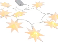 Merkloos Set Van 2X Stuks Kerstverlichting Lichtsnoer Met 10 Witte Sterren Op Batterijen - Kerst Lichtsnoeren - 135 Cm Best