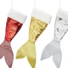 Merkloos Kerstsokken>Set Van 3X Stuks Kerstversiering Kerstsokken Zeemeerminnen Staart Zilver/Rood/Goud 45 Cm