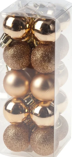 Merkloos Kerstboomversieringen>Set Van 40X Stuks Kunststof Kerstballen Mix Zwart En Koper 3 Cm - Kerstversiering