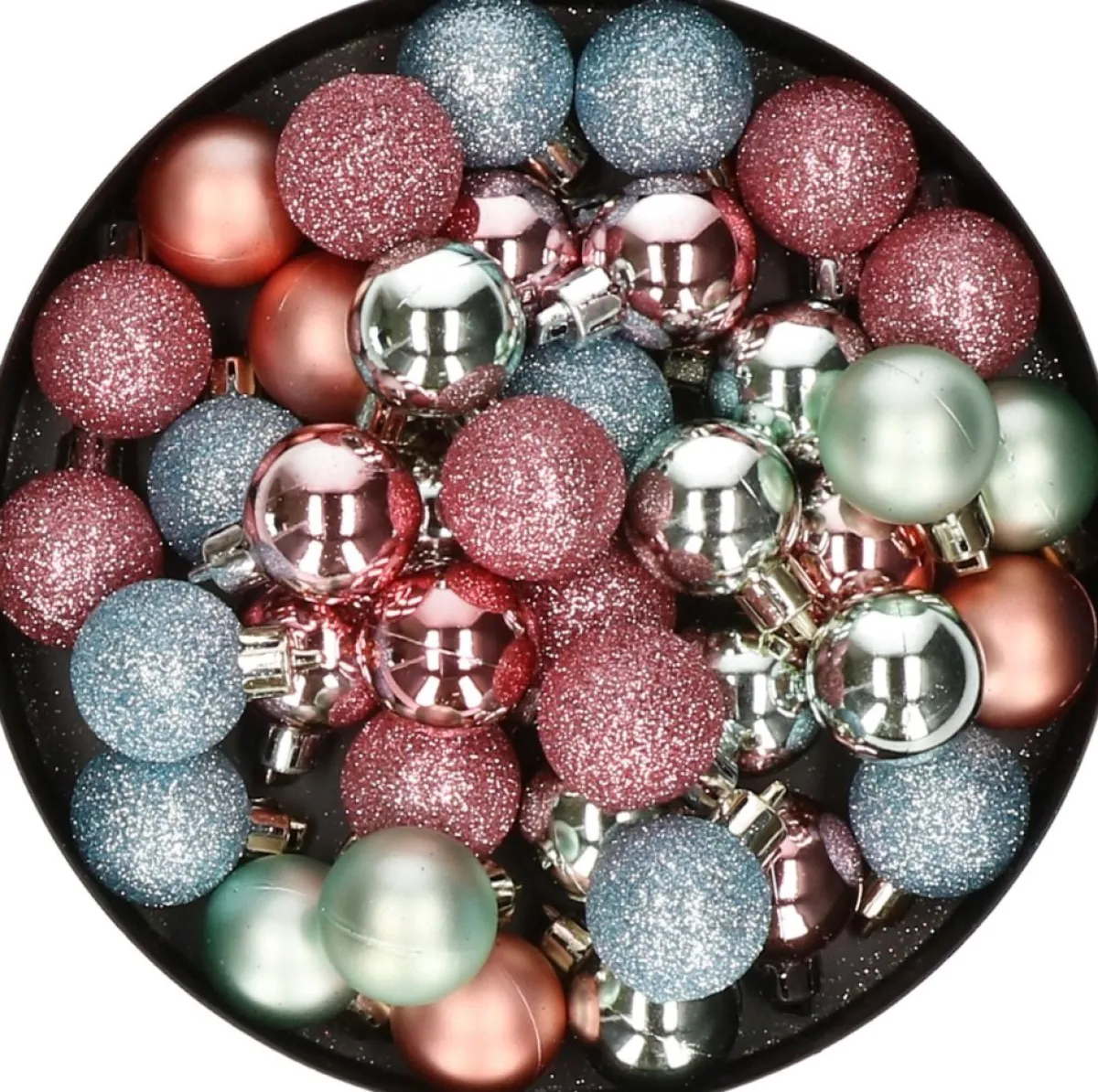 Merkloos Kerstboomversieringen>Set Van 40X Stuks Kunststof Kerstballen Mix Roze En Mintgroen 3 Cm - Kerstversiering