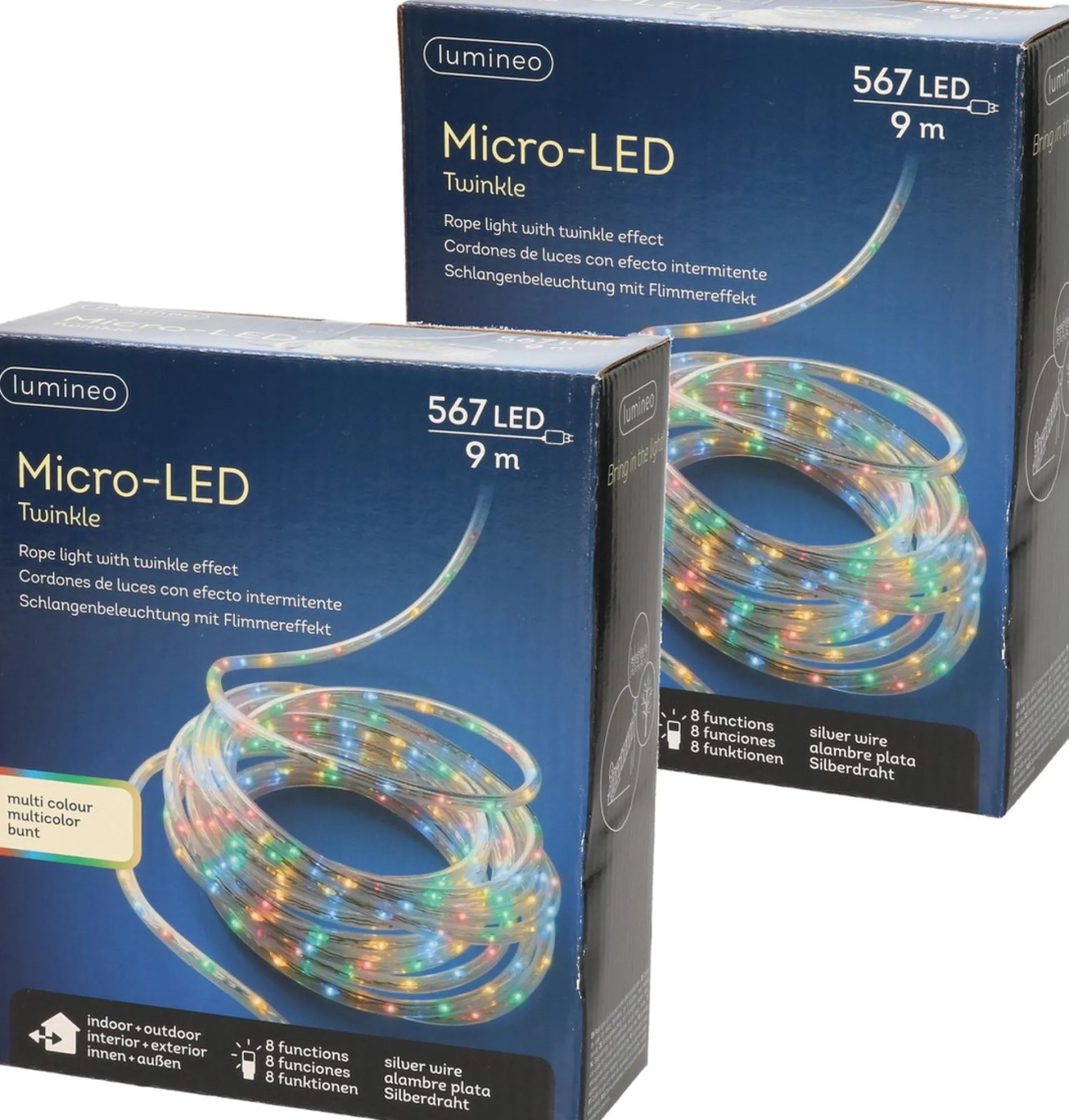 Merkloos Set Van 2X Stuks Lichtslang/Slangverlichting Gekleurd 9 Meter Met Twinkel Effect 567 Lampjes - Feestverlichting/Kerstverlichting Best Sale