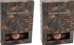 Merkloos Set Van 3X Stuks Lichtsnoer Met 10 Metalen Balletjes Koper Op Batterijen 100 Cm - Kerstverlichting/Sfeerverlichting New