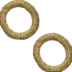 Merkloos Kerstkransen>Set Van 10X Stuks Stro Kerstkrans Om Te Decoreren 20 Cm - Kerst Deurkransen - Strokransen