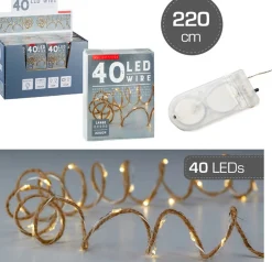 Anna's Collection Set Van 2X Stuks Touwverlichting Jute Op Batterijen Met 40 Lampjes Warm Wit 220 Cm - Kerstverlichting Lichtsnoeren Kerstversiering Best