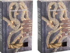 Svenska Living Set Van 3X Stuks Touwverlichting Jute Op Batterijen Met 20 Lampjes Warm Wit 200 Cm - Kerstverlichting Lichtsnoeren Kerstversiering Clearance