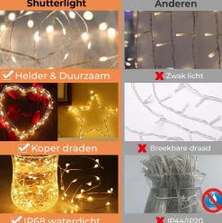 Shutterlight® Shutterlight 3X3 Meter Lichtgordijn 300 Led - Kerstverlichting Led Voor Binnen En Buiten - Warm Wit - Ip68 Waterdicht - 8 Standen - Met Adapter & Afstandsbediening Best