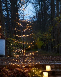 Sirius Isaac Kerstboom - H 210 Cm - D 60 Cm - Bruin/Sneeuweffect - 348 Led Lichtjes - Indoor En Outdoor Hot