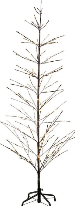 Sirius Isaac Kerstboom - H 210 Cm - D 60 Cm - Bruin/Sneeuweffect - 348 Led Lichtjes - Indoor En Outdoor Hot