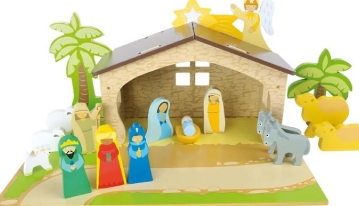 small foot Kerststallen> Speelset Kribbe Van Hout