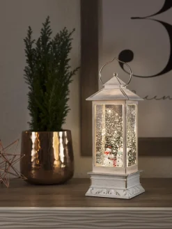 Konst Smide Sneeuwlantaarn Voor Binnen - Klassieke Stijl - Sneeuwpop - Warmwit - 10.5 X 27.5 Cm - Kerstlantaarn - Verlichting Op Batterijen - Timer - 3000K - Kerstverlichting Flash Sale