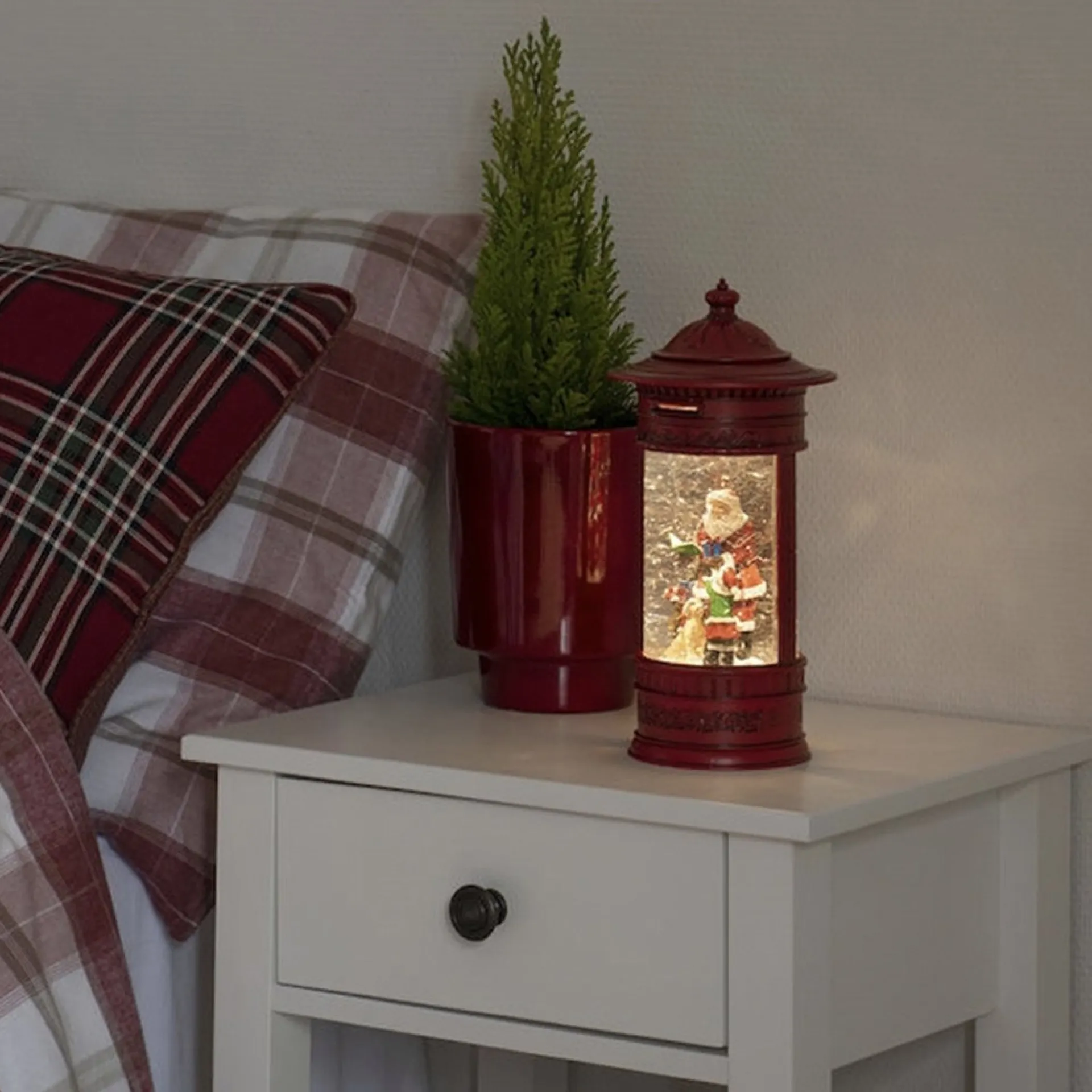 Konst Smide Sneeuwlantaarn Voor Binnen - Brievenbus Met Kerstman - 27 Cm Hoog - Kerstlantaarn Op Batterijen En Usb Best Sale