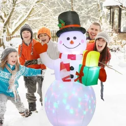 Merkloos Sneeuwpop 1,5 Meter Hoog Voor Binnen En Buiten Met Leuke Roterende Led Verlichting Cheap