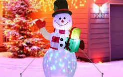 Merkloos Sneeuwpop 1,5 Meter Hoog Voor Binnen En Buiten Met Leuke Roterende Led Verlichting Cheap