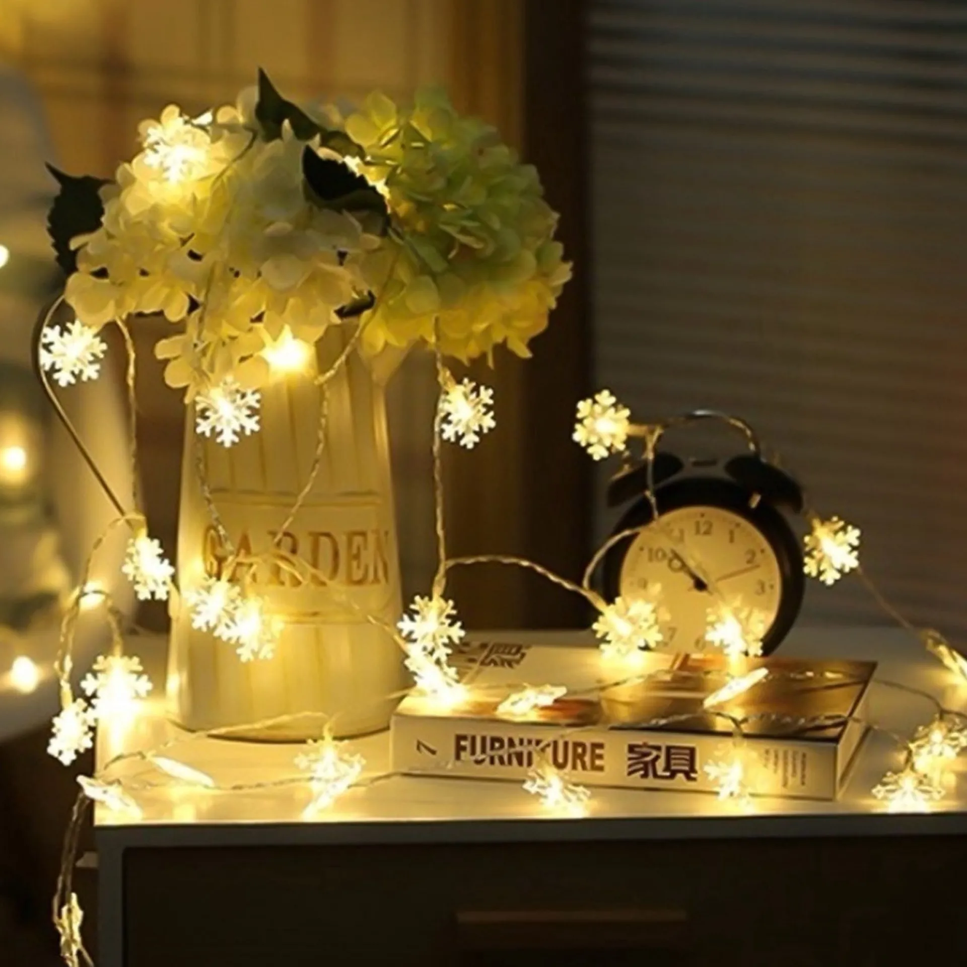 JS2DEAL Sneeuwvlokjes Kerst Verlichting Led Licht Usb Aansluiting - 6 Meter 40 Ledjes - Warm Wit Licht Hot