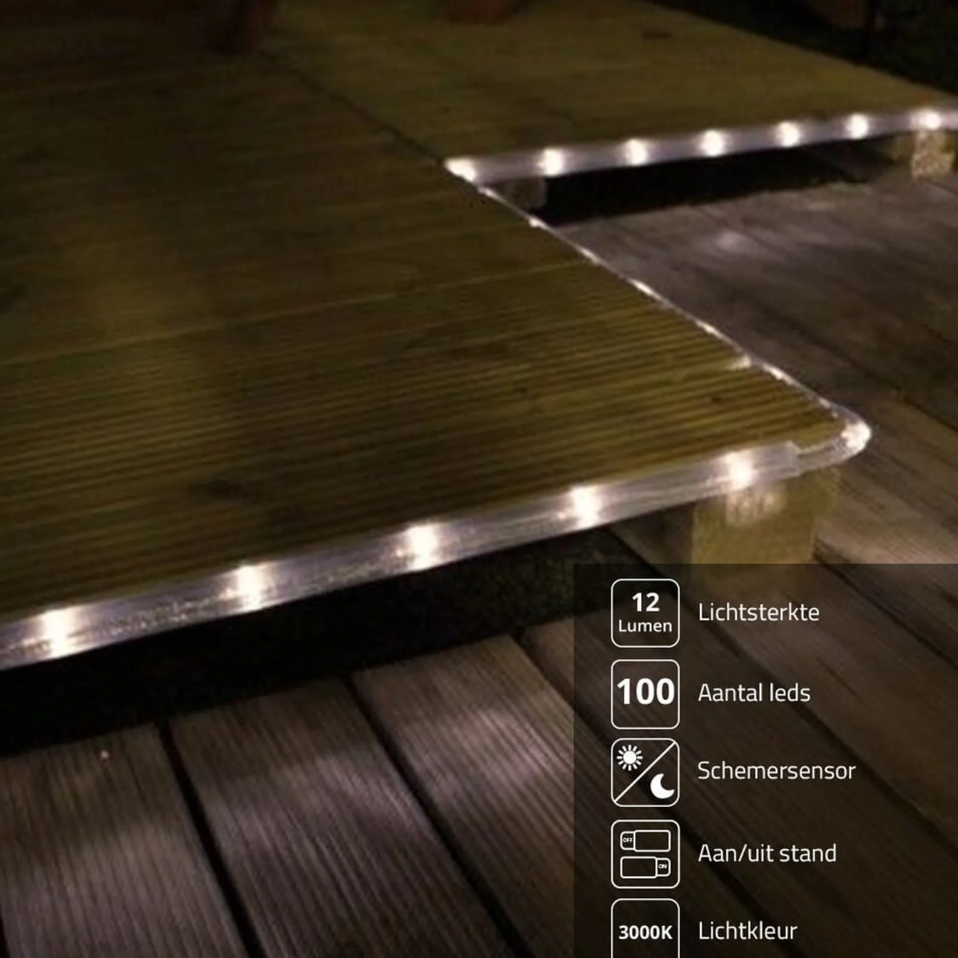 Rextech Solar Tuinverlichting - Lichtslang Buiten 'Rope' - Met Los Solarpaneel - Lichtsnoer Op Zonne-Energie Best