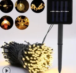 Merkloos Solar Tuinverlichting Op Zonne Energie, 12M Snoer 100Led, Warm Wit Licht Voor Binnen & Buiten, Color Box Best