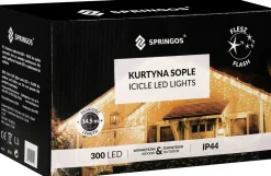 springos Ijspegel Verlichting Buiten | Ijspegel Verlichting | Kerstverlichting Buiten | 12 M + 2.5 M Snoer | Connectable | 300 Led | Flash | Clearance