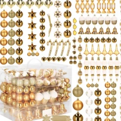 springos Kerstboomversieringen></noscript> Kerstballen | Kerstversiering | Onbreekbaar | 153 Stuks | Goud/Wit