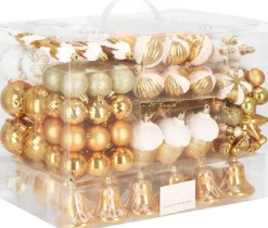 springos Kerstboomversieringen></noscript> Kerstballen | Kerstversiering | Onbreekbaar | 153 Stuks | Goud/Wit