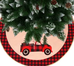 springos Kerstboomrok | Kerstboomkleed | Kerstboomversiering | 91 Cm | Rood/Zwart/Geruit Best Sale