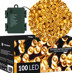 springos Kerstverlichting | 10,5 M | Batterij | 100 Led | Warm Wit Best Sale