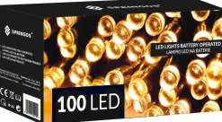 springos Kerstverlichting | 10,5 M | Batterij | 100 Led | Warm Wit Best Sale