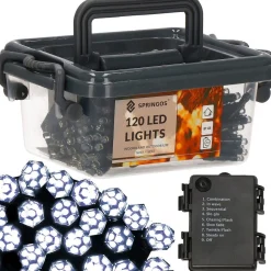 springos Kerstverlichting | Binnen & Buiten | Kristalvorm | 9 M | Batterij | 120 Led | Koel Wit Discount