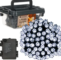 springos Kerstverlichting | Binnen & Buiten | Kristalvorm | 9 M | Batterij | 120 Led | Koel Wit Discount