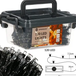 springos Kerstverlichting | Binnen & Buiten | Kristalvorm | 9 M | Batterij | 120 Led | Koel Wit Discount