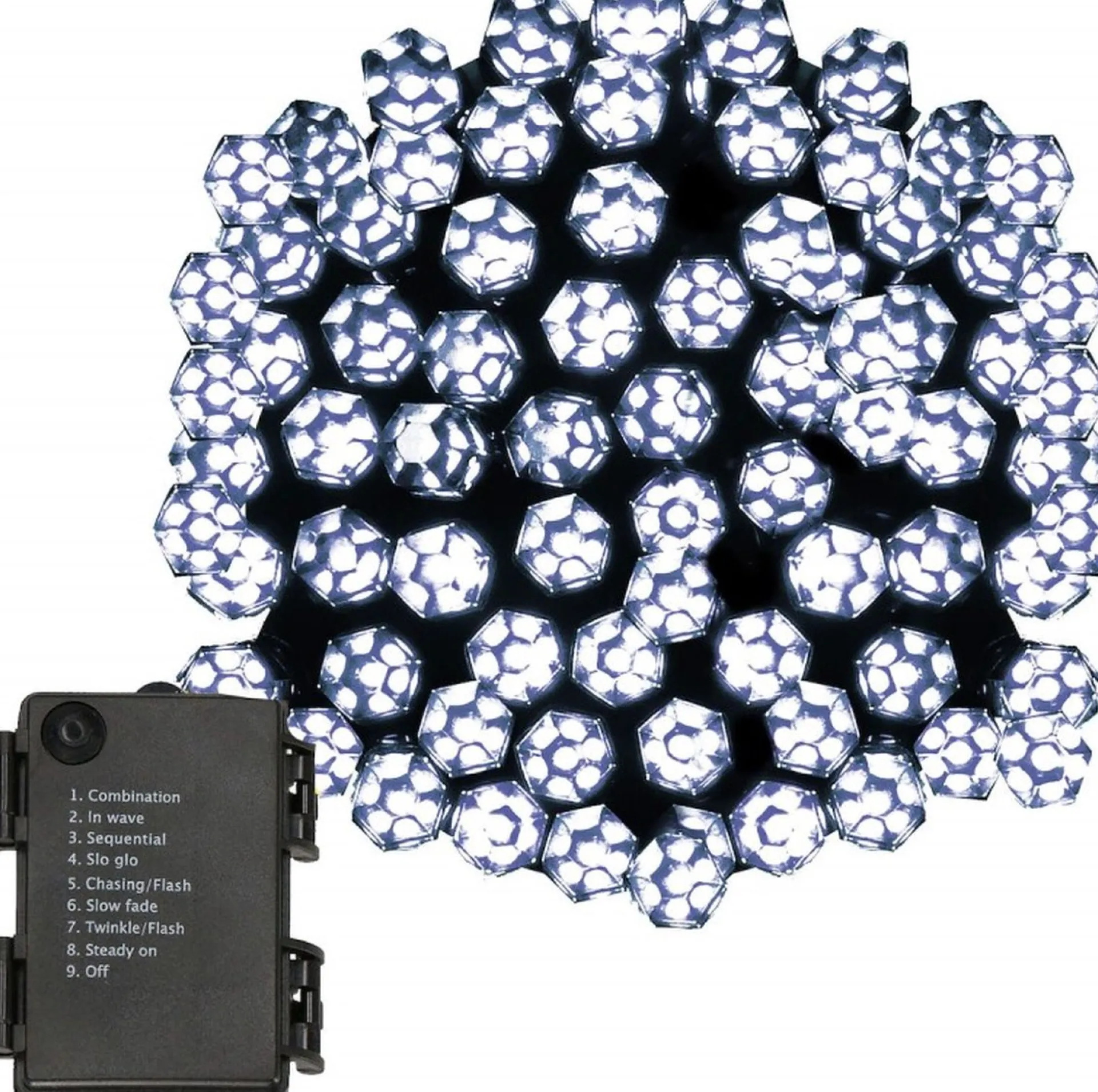 springos Kerstverlichting | Binnen & Buiten | Kristalvorm | 9 M | Batterij | 120 Led | Koel Wit Discount