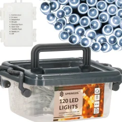 springos Kerstverlichting - Batterij - Afstandsbediening - 9 M - 120 Led - Koel Wit Sale