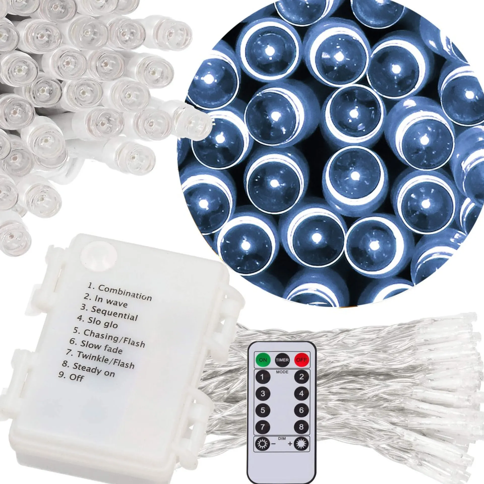 springos Kerstverlichting | 10,5 M | Batterij | Afstandsbediening | 100 Led | Koel Wit Best Sale