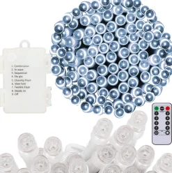 springos Kerstverlichting | 10,5 M | Batterij | Afstandsbediening | 100 Led | Koel Wit Best Sale