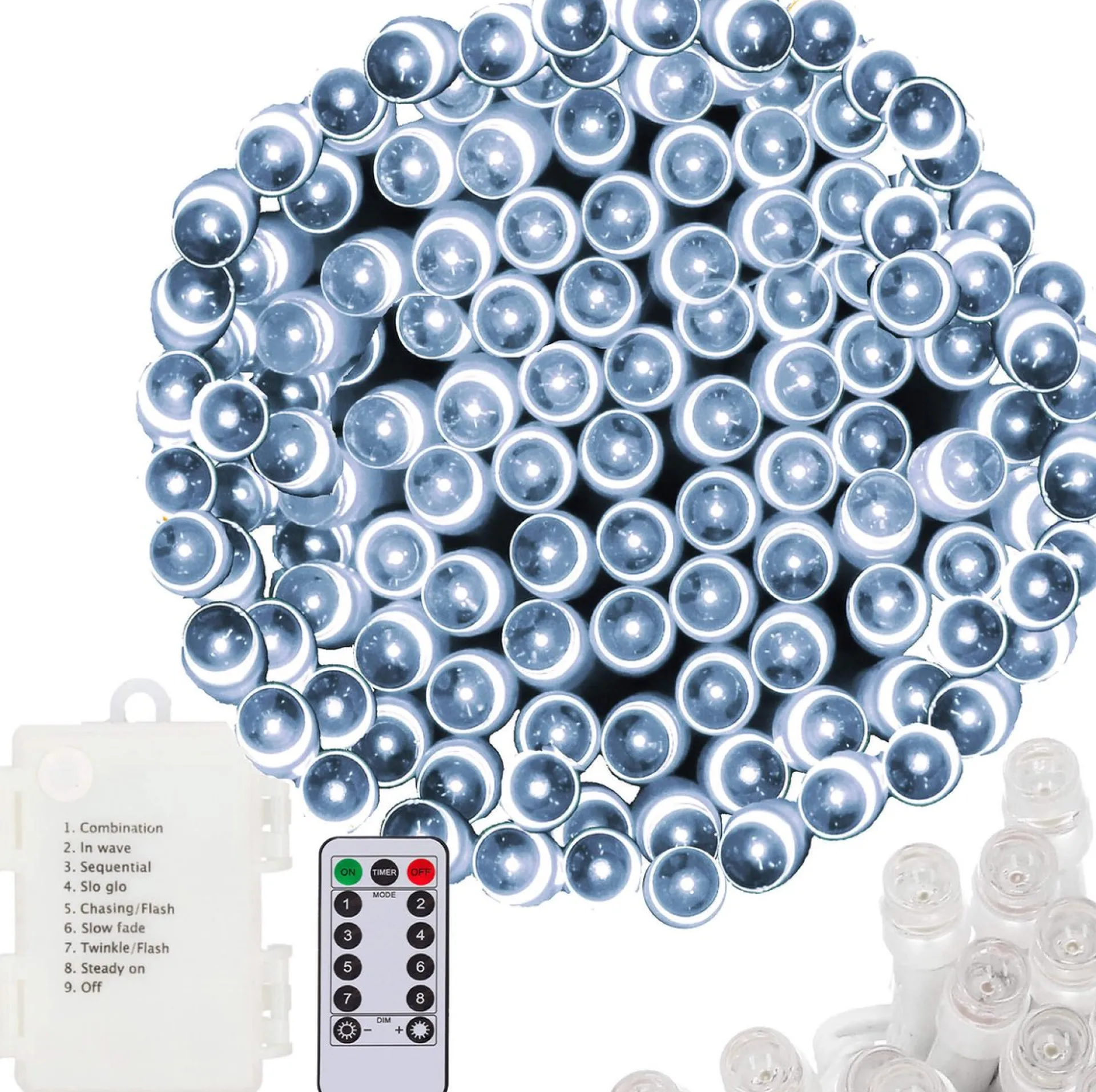 springos Kerstverlichting | 10,5 M | Batterij | Afstandsbediening | 100 Led | Koel Wit Best Sale