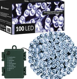 springos Kerstverlichting | 10,5 M | Batterij | 100 Led | Koel Wit Store