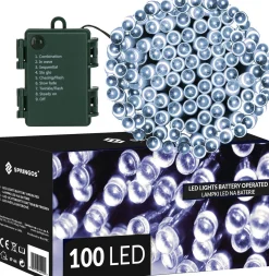 springos Kerstverlichting | 10,5 M | Batterij | 100 Led | Koel Wit Store