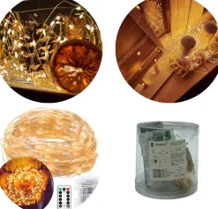 springos Kerstverlichting | 9.9 M + 0.3 M Snoer | Batterij | Inclusief Afstandsbediening | 100 Led | Warm Wit Sale