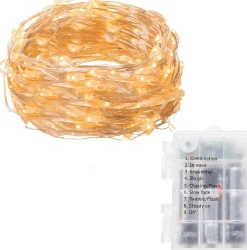 springos Kerstverlichting | 9.9 M + 0.3 M Snoer | Batterij | Inclusief Afstandsbediening | 100 Led | Warm Wit Sale