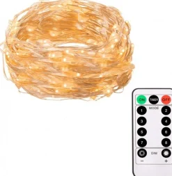 springos Kerstverlichting | 9.9 M + 0.3 M Snoer | Batterij | Inclusief Afstandsbediening | 100 Led | Warm Wit Sale