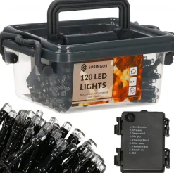 springos Kerstverlichting | Binnen & Buiten | Kristalvorm | 9 M | Batterij | 120 Led | Warm Wit Best Sale