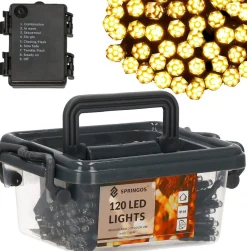 springos Kerstverlichting | Binnen & Buiten | Kristalvorm | 9 M | Batterij | 120 Led | Warm Wit Best Sale