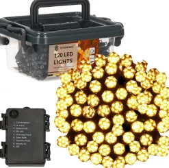 springos Kerstverlichting | Binnen & Buiten | Kristalvorm | 9 M | Batterij | 120 Led | Warm Wit Best Sale