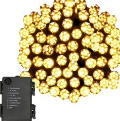 springos Kerstverlichting | Binnen & Buiten | Kristalvorm | 9 M | Batterij | 120 Led | Warm Wit Best Sale