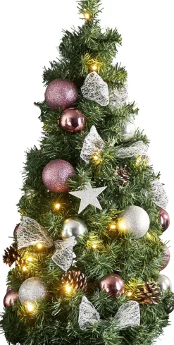 Star Trading Noel Kunstkerstboom Van, Kleine Kerstboom Met Kerstboomversiering Led-Lichtsnoeren En Timer In Groen, Zilver En Roze Voor Binnen, Warm Wit, Werkt Op Batterijen, Hoogte: 45 Cm Shop