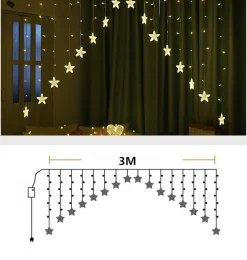 Xd Xtreme Sterrengordijn - Kerstverlichting - V-Shape Pyramide - Energiebesparend - 3 Meter - Lichtgordijn - Kerst - Warm Wit - 8 Lichteffecten - Voor Binnen - Veilige Kerstverlichting - Lichtsnoer - Xd Xtreme Cheap